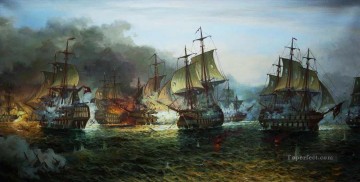 buques de guerra de lucha naval Pinturas al óleo